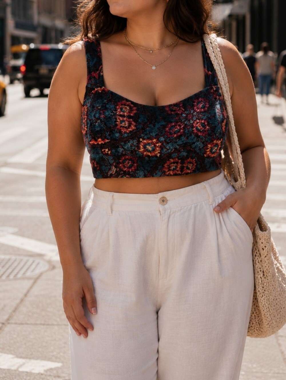 NWT Urban Outfitters Ecote Velvet Floral Crop Top Boho Festival Y2K Grunge Indie